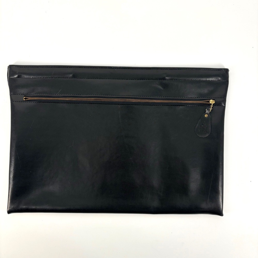 Hazel Portfolio Document Bag Unisex OS Black Leather Zippered Professional Case